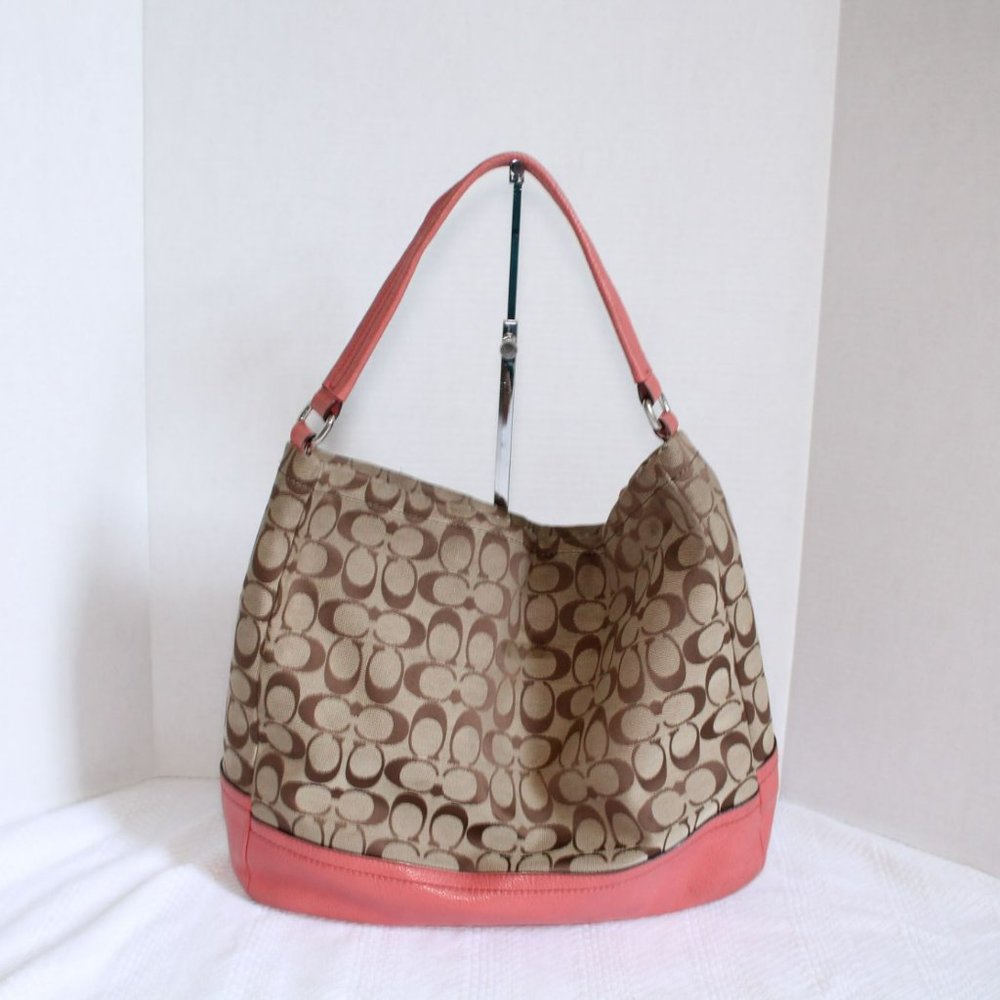 Coach Park Signature Hobo Canvas w Pink Leather - Picture 2 of 13